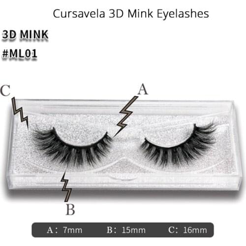 Cursavela Natural 3D 100% Mink False Eyelash Thick Eyelash Extension Volume Long False Eyelash Makeup Cilia Soft Fake Lashes
