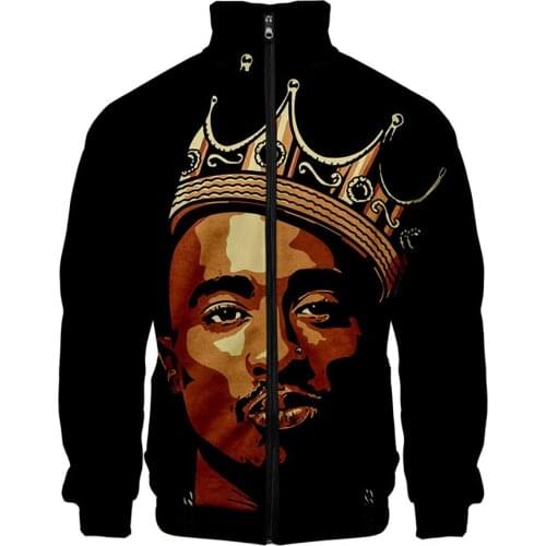 2020 New Hot Sale Gangsta Rap 2Pac Stand Collar Sweatshirts Jacket 3D Printed Long Sleeve Man Hoodies Casual Cool Jacket Clothes