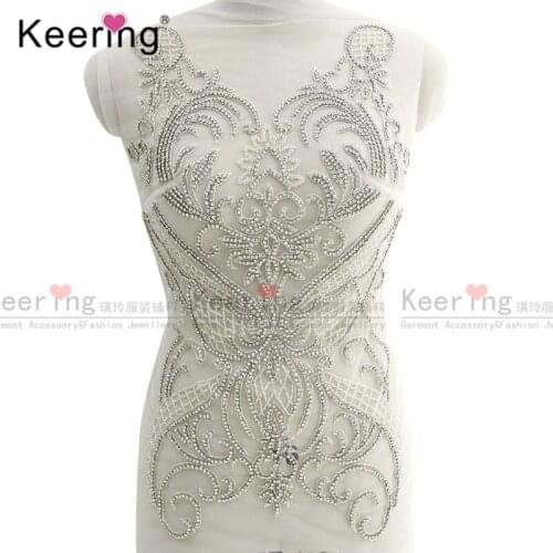 New Arrival Crystal Applique Bodice for wedding panel WDP-256