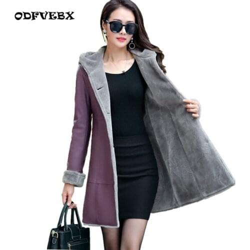 ODFVEBX Women's Leather Jackets With Fur
