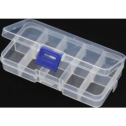 10 Grids Adjustable Transparent Plastic Storage Box for Small Component Jewelry Tool Box Bead Pills Organizer Nail Art Tip Case
