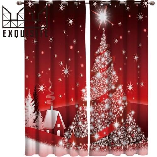 Christmas Tree Red Window Treatments Curtains Valance Room Curtains Large Window Curtain Lights Curtains Kids Room Home Decor