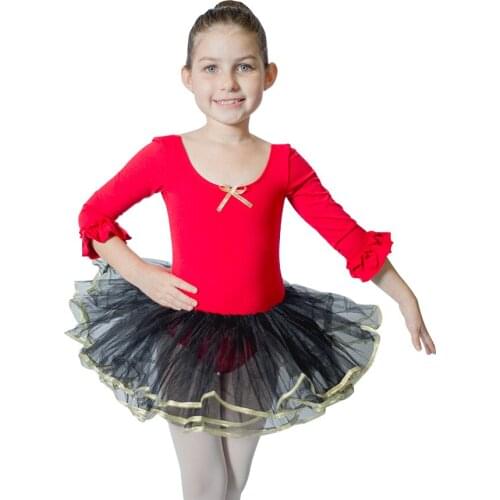 Retail Red,Yellow and More Colors Cotton/Lycra 3/4 Sleeve Ballet Leotard Tutu for Performance