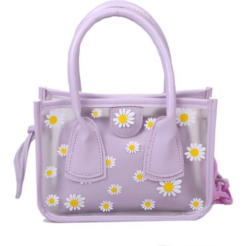 Bags for women 2020 new luxury handbags clear jelly purse summer designer mini korean style white cute Daisy printmessenger bag