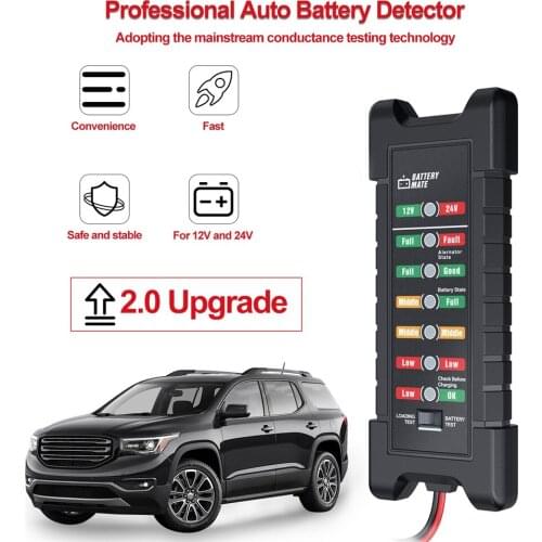 12V 24V Alternator Start Fast Car Battery Tester 7 LED Light Display Auto 24 Volt Battery Diagnostic Tools Analyze