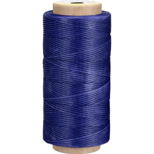 Uxcell Leather Sewing Thread 186 Yards 210D/1mm Polyester Waxed Cord for Manual Sewing, Dark Blue