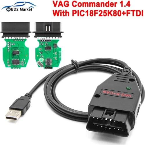 VAG Commander 1.4 K CAN Interface FTDI PIC18F25K80 OBD2 OBD 2 VAG K+CAN Car Diagnostic Tools K-line Cable for VW/AUDI/Skoda/Seat