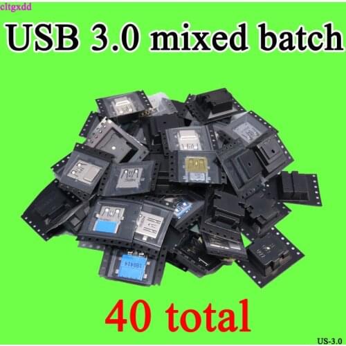 40Pcs USB Type A Female Vertical Socket Connector 4 Pin Plug Jack Connectors 8PIN DIP Charging Socket USB 3.0 Curling Bent Fixed