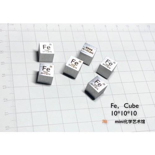 High Purity 4N Iron Metal Iron Periodic Phenotype Cube 10mm Fe 99.99 Iron Cube