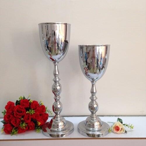 Height 65cm /25.6" Silver Table Flower Vase Golden Table Centerpiece Table Decor Wedding Decoration 10PCS/LOT Wedding Lead Roads