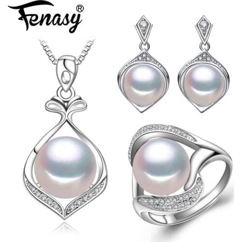 FENASY Pearl Jewelry,Pearl Pendant Necklace Freshwater ethnic earrings,antique ring,bridal jewelry sets,stud earrings for women
