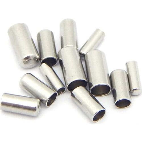 20pcs/lot Stainless Steel 3.2/4/5/6mm Hole Size Tube Cap Clasps for Bracelets Connections Clasp DIY Jewelry Making Findings