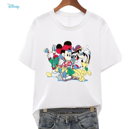 Disney Cartoon Minnie Mouse Tops Women 2021 Summer Fashion Short Sleeve Anime T-shirt Ladies 90s Aesthetic Casual Y2K Top Ropa