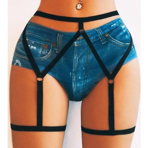 Women Garters Belt Body Harness BDSM Bondage Stockings Suspenders Leg Belt Elastic Adjust Strap Lingerie Goth Fetish Dance Rave