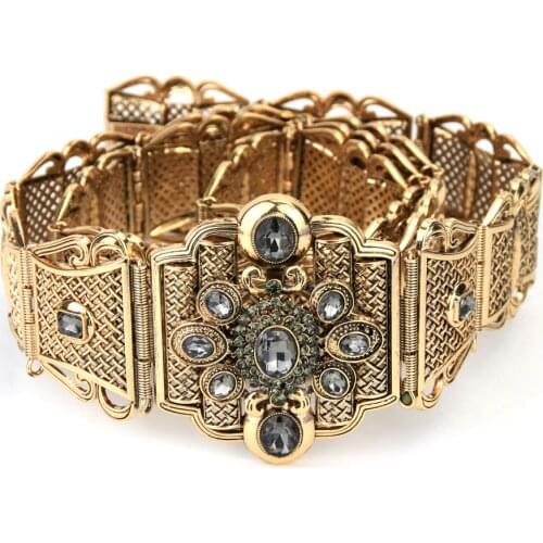 Sunspicems Retro Gold Silver Color Caucasus Dress Belt for Women Metal Link Chain Adjustable Length Body Jewelry Wedding Gift