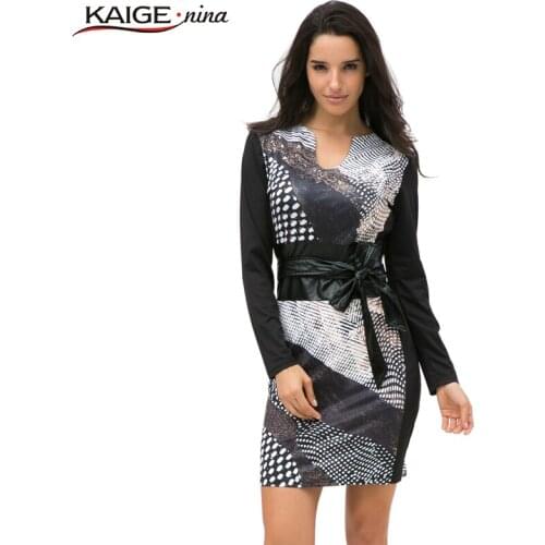 KaigeNina New Fashion Hot Sale Women Natural Simple Plaid Printing O-Neck Knee-Length Chiffon Dress 1176 a