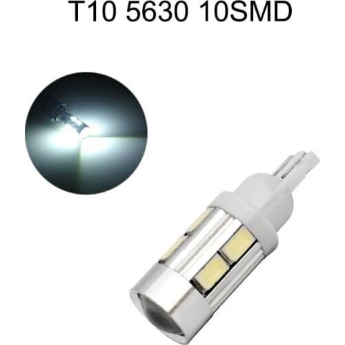 10Pcs T10 White 12V W5W 5630 10SMD Wedge LED Car Bulbs For 192 168 194 2825 Clearance Lamps License Plate Lights