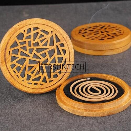 100pcs Bamboo Round Zen Incenso Burners Sandal Incense Holder Round Sandalwood Censer Classical Hollow Incense Lore Home Decor