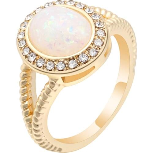 2019 Luxury Engagement Party Sweetful Fire Opal Ring Gold Color Zircon Ring For Women Fashion Jewelry Charming New Arrival Ring