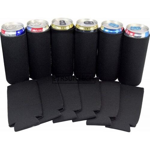6/12PCS Black Neoprene Ultra Slim Can Sleeves Cooler Skinny Beer Can Covers For 12 oz Slim Red Bull Michelob Ultra White Claw