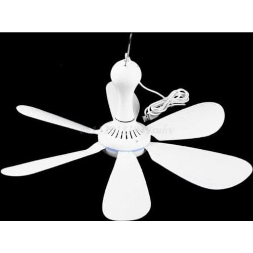 6 Leaves 5V USB Ceiling Fan Air Cooler USB Powered Hanging 16.5 inch Tent Hanger Fans for Camping Outdoor Dormitory Home Q81E