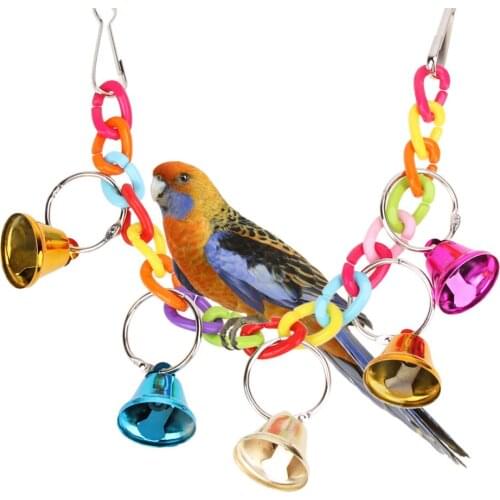 Acrylic Pet Bird Toys Chew Cage Hanging Ladder Swing Ringer Bell Toys for Parrot Cockatiel Parakeet Pet Products