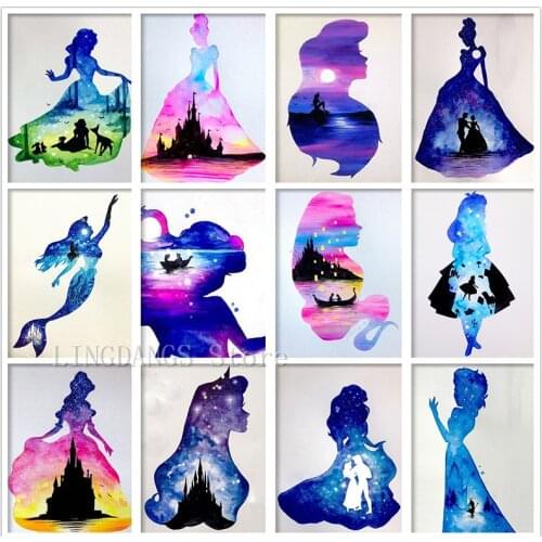 5D DIY Diamond Painting Colorful Disney Princess Mermaid Cartoon Diamond Mosaic Embroidery Cross Stitch Art Kits Home Decor Gift