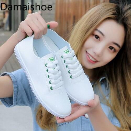 White Shoes for Women 2021 New Spring Korean Style Basic All-Matching Flat Student Shoe Sports Breathable Trendy Ladies Sneakers