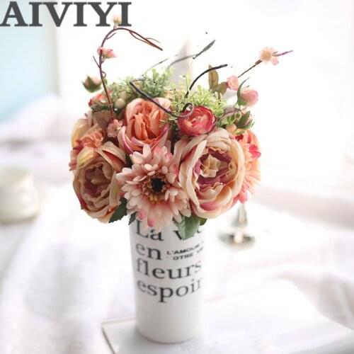 28cm rose gerang Gerbera bouquet artificial flower fake flower berry Bride holding flowers wedding home decoration
