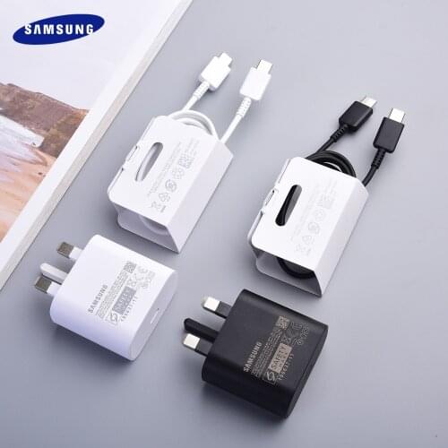 Samsung UK Plug Fast Charger Adapter Quick Charge Dual USB Type C Cable For Galaxy Note 10 plus 10+ S10 S8 S9 Plus A3 A5 A7 2017