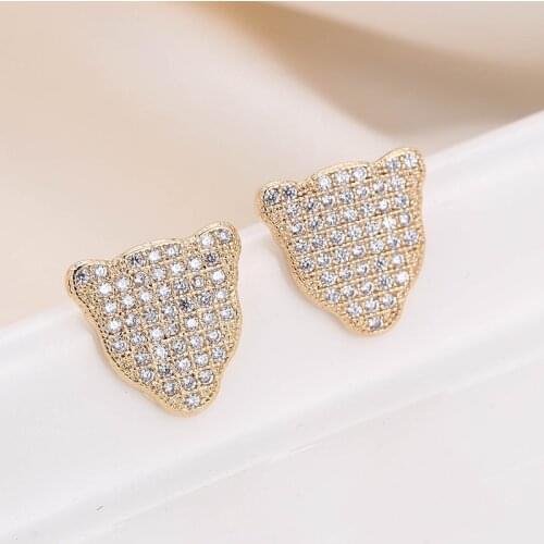 DE168 Fashion Exquisite Elegant 4A Zircon Geometry Animal Ear Stud GIRLS Gift Party Banquet WOMENS Jewelry Earrings 2021