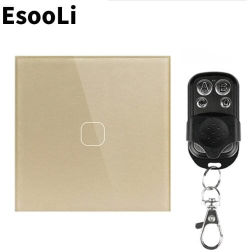 EsooLi Gold smart Switch 1/2/3 Gang 1 Way EU/UK Standard Touch Switch Wall Light Wireless Remote Control Touch Screen Switch