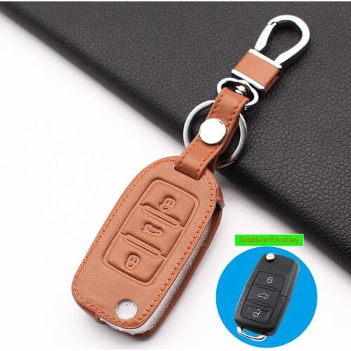 Hot sale leather car key carrying cover case for Volkswagen polo passat golf 5 6 tiguan Gol CrossFox Plus Eos Scirocco Beetle