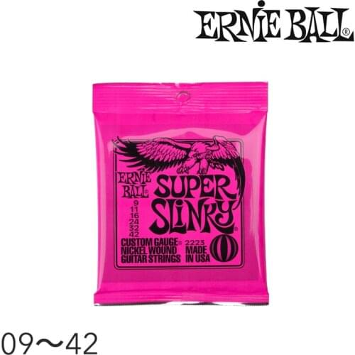 Original Ernie Ball 2223 Nickel Super Slinky Pink Electric Guitar Strings Wound Set, .009 - .042
