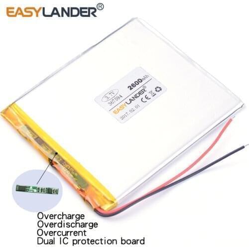 367594 3.7V 2600mAh Rechargeable Li-Polymer Li-ion Battery For PDA GPS Tablet PCs Digital Products DVD power bank 357694 357496