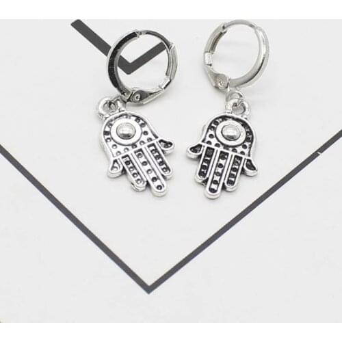 Fashion silver-plated Fatima hand earrings, ladies drop earrings, party gifts, jewelry, ladies jewelry