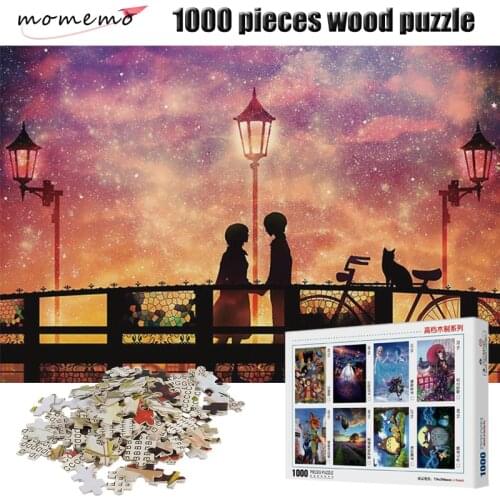 MOMEMO Sweet Love 1000 Pieces Puzzle Adult Wooden Jigsaw Puzzle 1000 Pieces Assembling Toy Valentines Day Gift with Box Packing