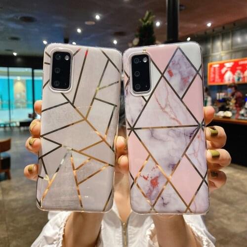 Marble Pattern for Samsung S21 Uitra S21 S20 S9 Plus Geometric Electroplating for Samsung note10 9 8 Phone Case S20FE Soft Shell
