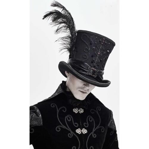 Gothic Vintage Top Hat Men Top Steampunk Cosplay Punk Party Caps Feather Decoration Dropshipping High Quality New