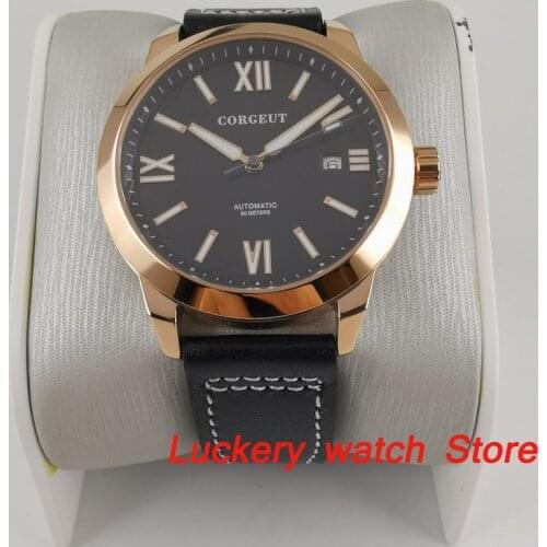 Corgeut 41mm mens Automatic watch black dial White mark with luminous display sapphire glass miyota Movement - CA55