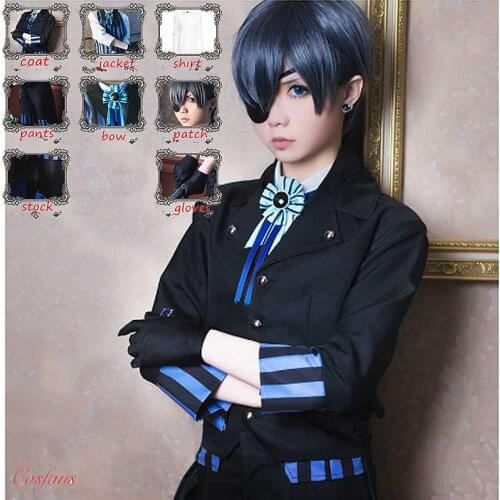 Man Woman Black Butler Kuroshitsuji Cosplay Ciel Phantomhive Cos Japan Clothes Carnaval Costume suits with wig uniform full set