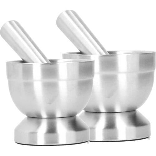 Stainless Steel Mortar Pestle Set Pugging Pot Garlic Spice Grinder Pharmacy Herbs Bowl Mill Grinder Crusher Kitchen Accessory