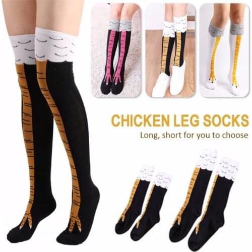 Funny Animal Ladies High Socks Creative Chicken Women Over The Knee Socks High Quality Cartoon Cotton Chicken Claw 3D Print
