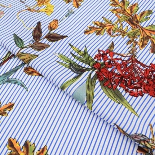 2018 new sky blue stripe reactive dyeing pure cotton fabric for summer dress shirt telas por metros tissu au metre vestido DIY