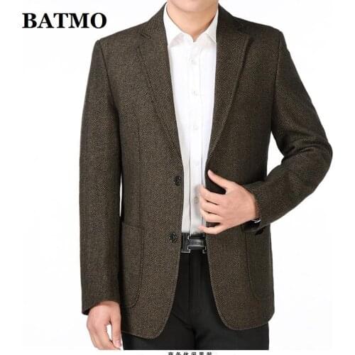 Batmo 2019 new arrival high quality wool smart casual blazer men,mens casual suits,mens jackets plus-size S-3XL 602