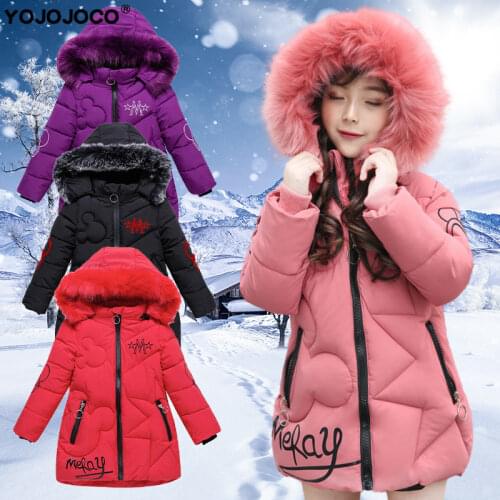 Baby girl clothes 3-12 years old winter padded jacket warm jacket fashion childrens hooded jacket girls faux fur jacket