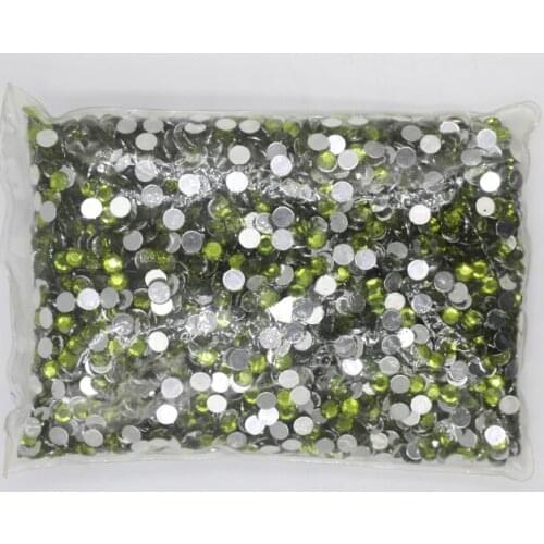 Olivine Color 1.5~12mm Flat Back Round Acrylic Rhinestones Beads,3D Acrylic Nail Art / Garment Decoration