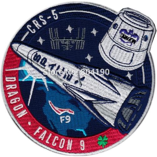 CRS-5 AUTHENTIC SPACEX FALCON 9 DRAGON ISS Commercial SUPPLY Mission PATCH Embroidered Iron On Sew On Patch