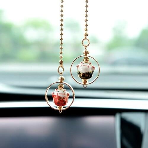 Lucky Cat Car Hanging Accessory Interior Decoration Car Rearview Mirror Pendant In Auto Trim Car Ornaments Cute Gift Car Pendant