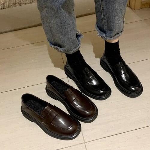 Casual Woman Shoe Womens Loafers Shoes Shallow Mouth British Style Round Toe Oxfords Womens Female Footwear Slip-on Autumn